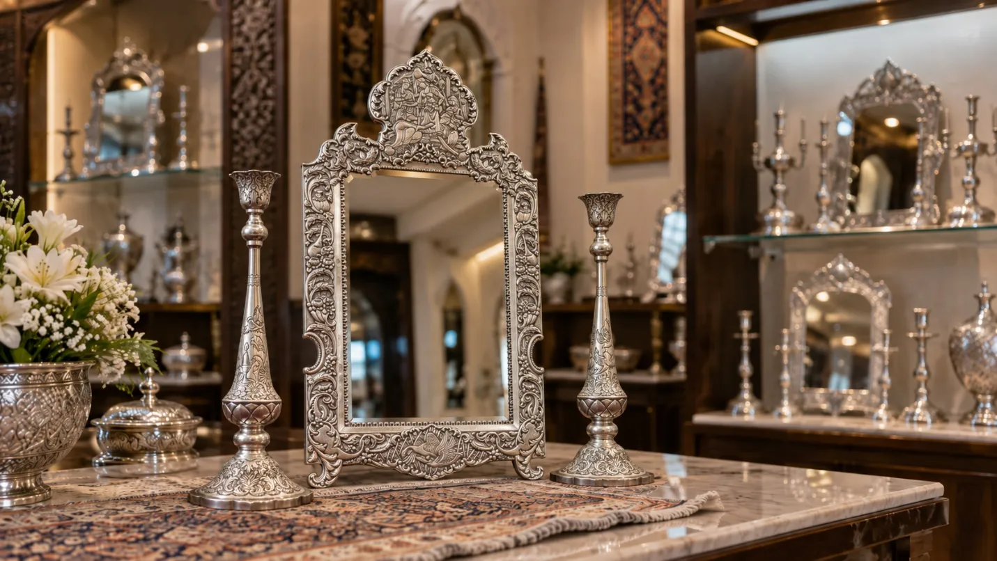 بورس آینه شمعدان نقره کجاست؟